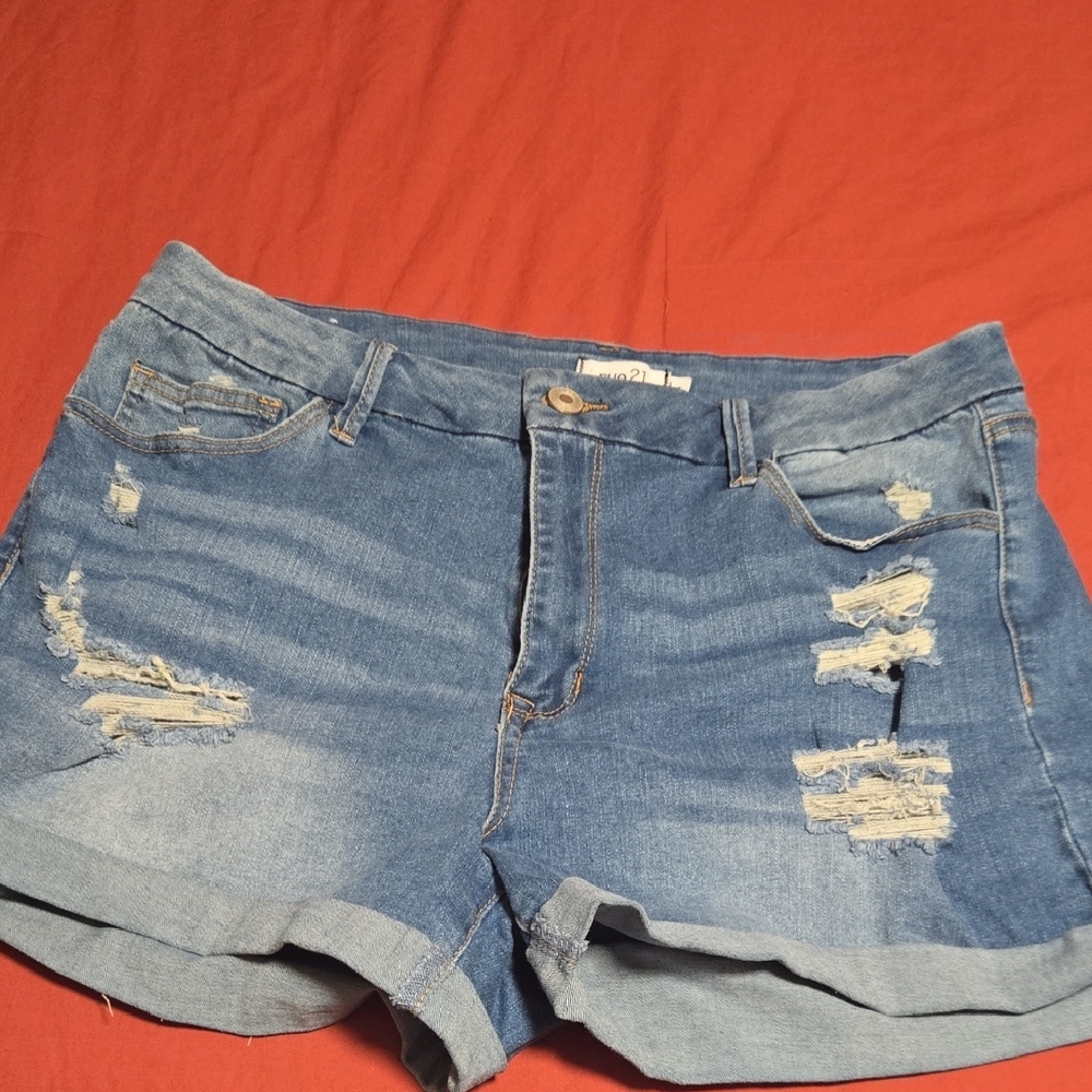 Rue21 Blue Distressed Jean Shorts